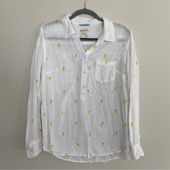 Merona White Pineapple Button Shirt Size XL - Picture 6 of 14